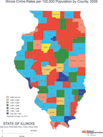 Map: Illinois Crime Rates per 100,000 Population, 2005