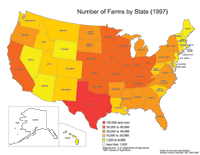 Number of Farms - U.S. by State, 1997